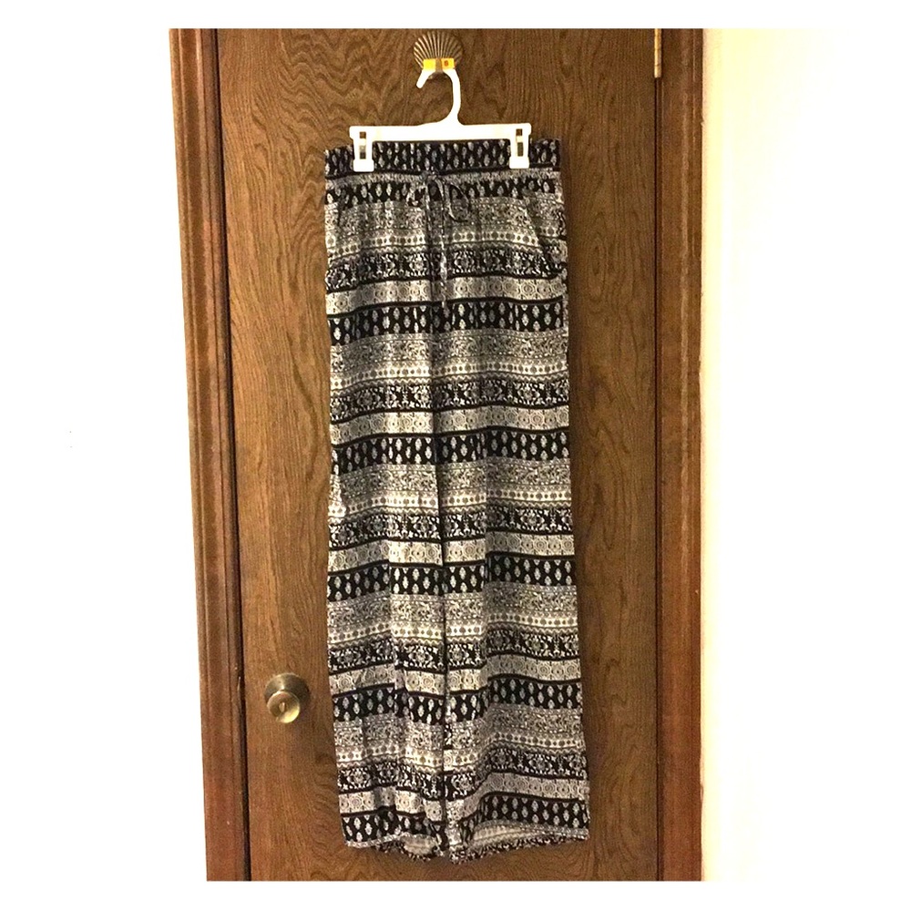 black and white pants